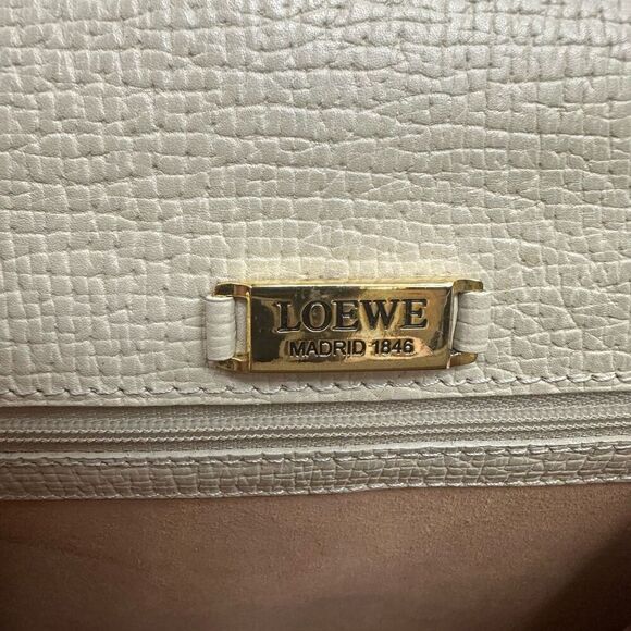 Vintage Loewe Barcelona Bag Cream Leather Top Handle - Picture 12 of 12
